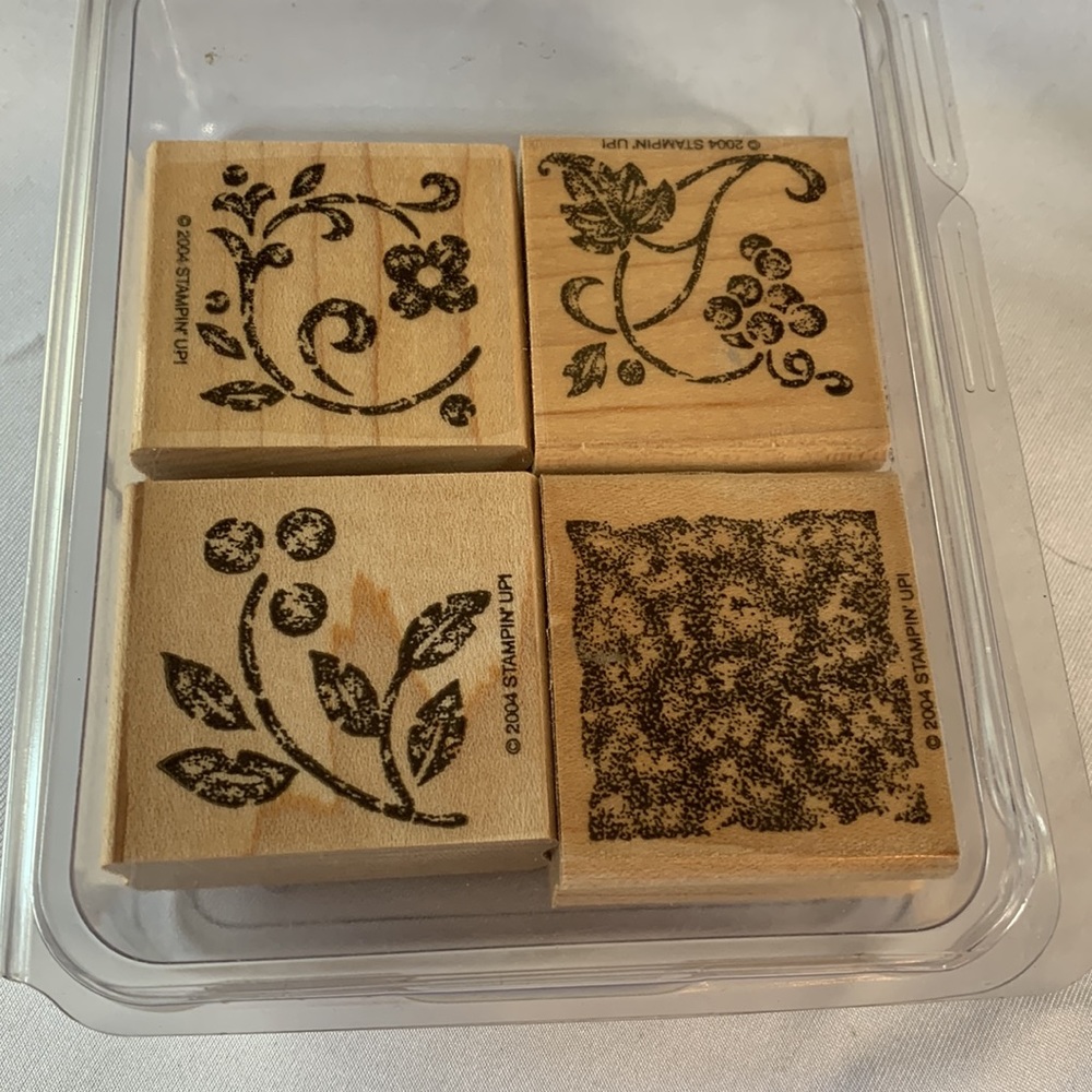 Stampin' Up STIPPLED STENCILS TWO-STEP 2 Mounted Wood Stamp Set RETIRED